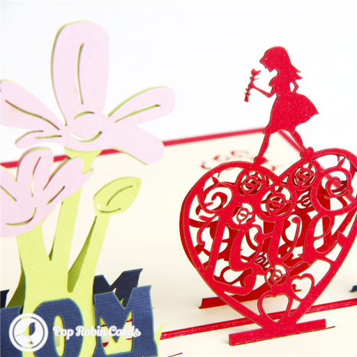 'I Love Mom' Handmade 3D Pop Up Card