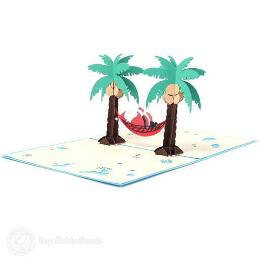 Lazy Santa On Tropical Holiday Handmade 3D Pop-Up Funny Christmas Card