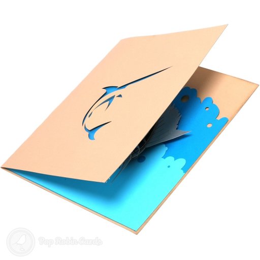 Leaping Swordfish at Sea Handmade 3D Pop-Up Card