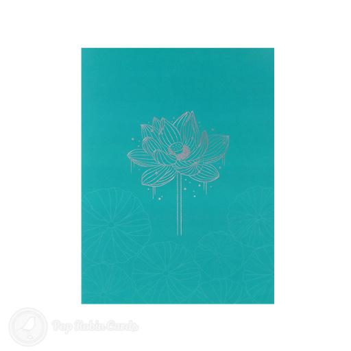Lotus Flower With Cartoon Dragonfly Handmade 3D Greeting Card