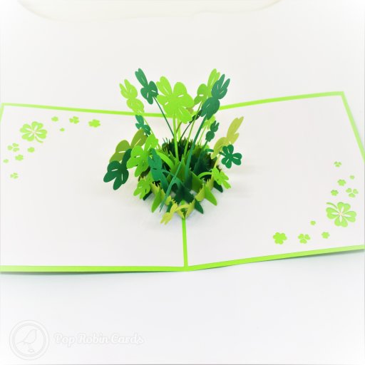 Lucky Four-Leaf Clover Handmade 3D Pop-Up Card