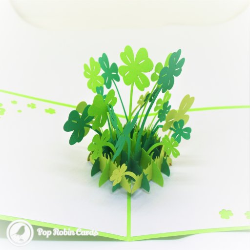 Lucky Four-Leaf Clover Handmade 3D Pop-Up Card