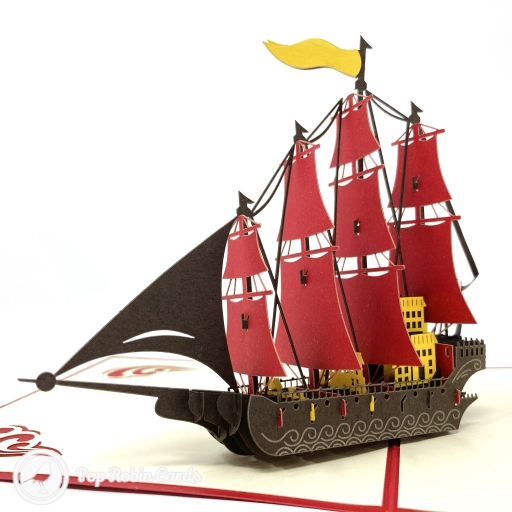 Majestic High Galleon 3D Pop Up Handmade Greeting Card