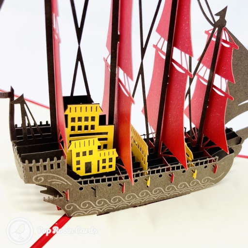 Majestic High Galleon 3D Pop Up Handmade Greeting Card