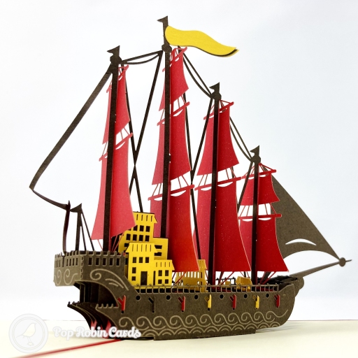 Majestic High Galleon 3D Pop Up Handmade Greeting Card
