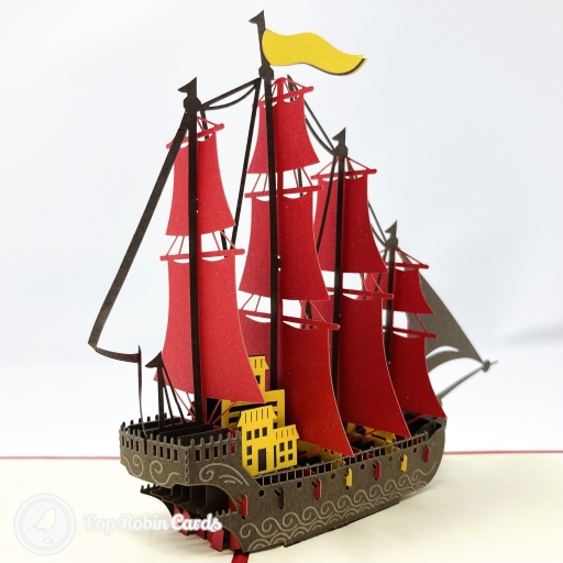 Majestic High Galleon 3D Pop Up Handmade Greeting Card