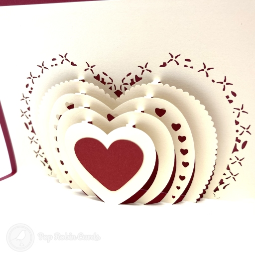 Many Layered Heart 3D Handmade Pop Up Card