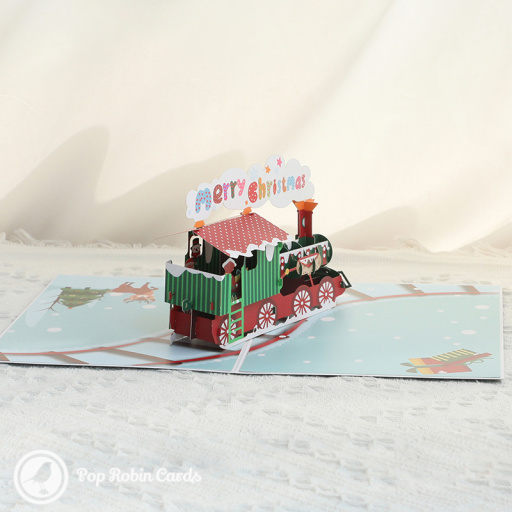Merry Christmas Steam Train 3D Pop Up Christmas Card