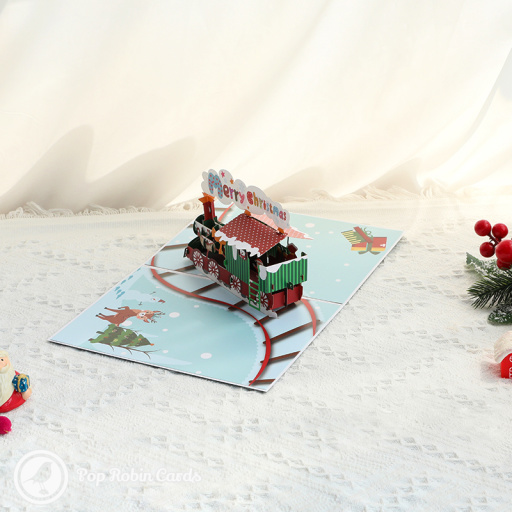 Merry Christmas Steam Train 3D Pop Up Christmas Card