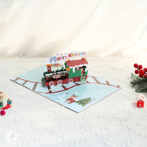 Merry Christmas Steam Train 3D Pop Up Christmas Card