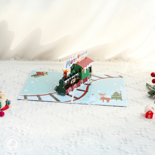 Merry Christmas Steam Train 3D Pop Up Christmas Card