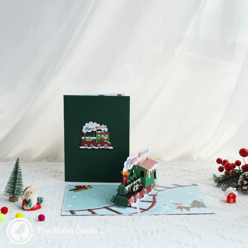 Merry Christmas Steam Train 3D Pop Up Christmas Card