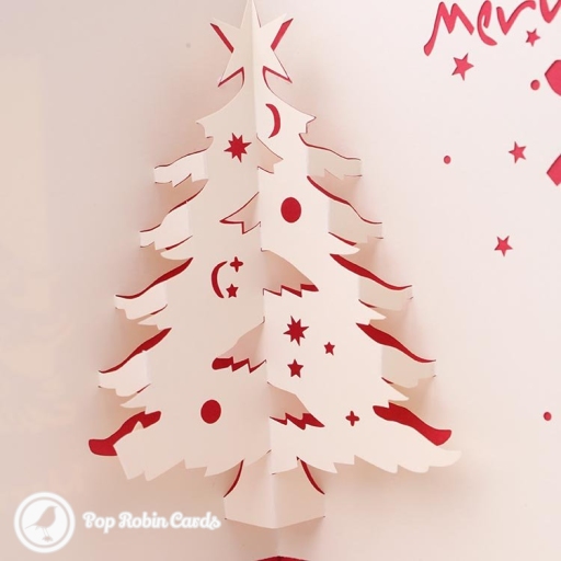 Merry Xmas Cut-Out Christmas Tree 3D Pop Up Christmas Card