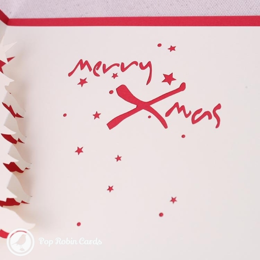 Merry Xmas Cut-Out Christmas Tree 3D Pop Up Christmas Card