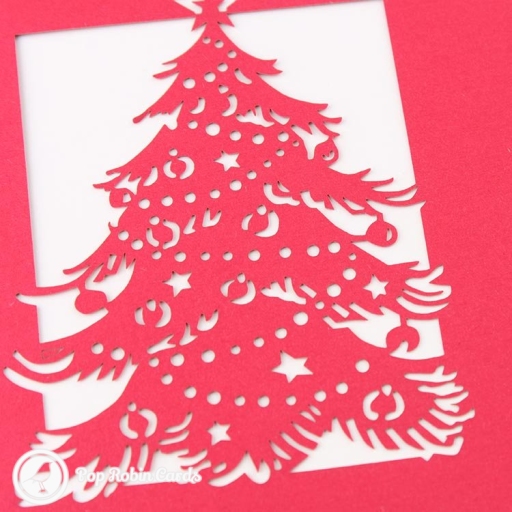 Merry Xmas Cut-Out Christmas Tree 3D Pop Up Christmas Card