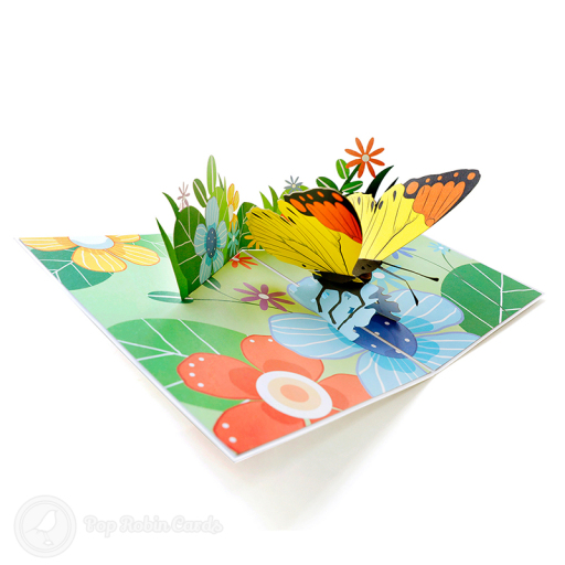 Monarch Butterfly In Meadow Handmade 3D Pop-Up Card