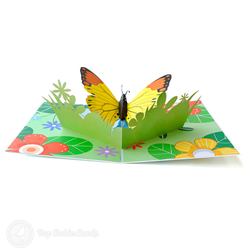 Monarch Butterfly In Meadow Handmade 3D Pop-Up Card