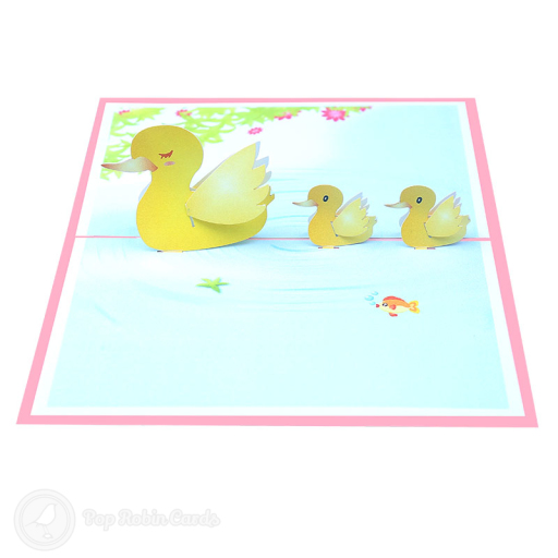 Mother Duck & Ducklings 3D Greetings Card