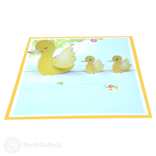 Mother Duck & Ducklings 3D Greetings Card