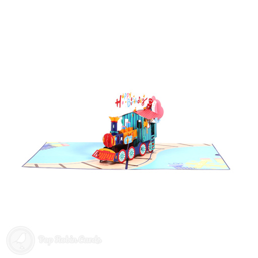 Multi Colour Happy Birthday Train 3D Pop Up Card