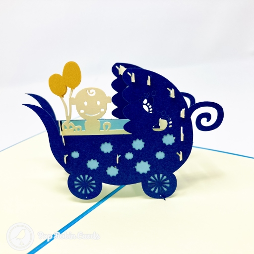 New Baby In Pram 3D Handmade Card