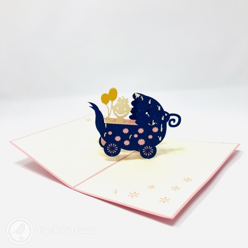 New Baby In Pram 3D Handmade Card