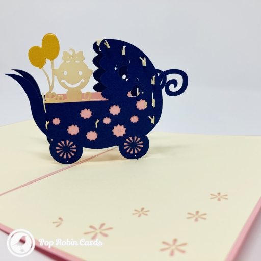 New Baby In Pram 3D Handmade Card