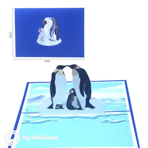 Penguin Family 3D Greetings Card