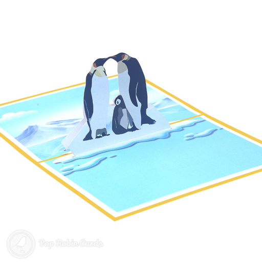Penguin Family 3D Greetings Card