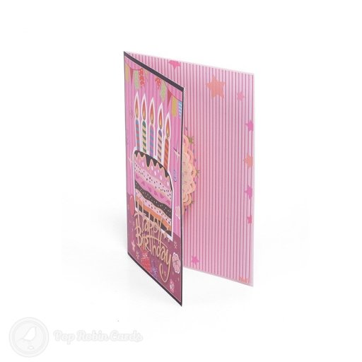 Pink Birthday Cake 3D Handmade Pop Up Card