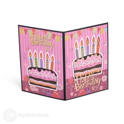 Pink Birthday Cake 3D Handmade Pop Up Card