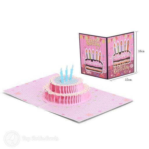 Pink Birthday Cake 3D Handmade Pop Up Card
