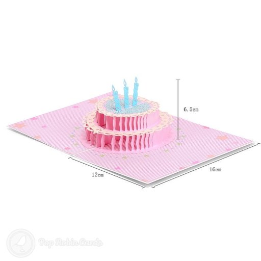Pink Birthday Cake 3D Handmade Pop Up Card
