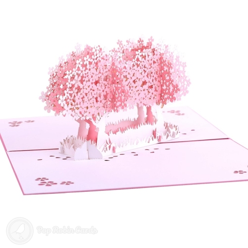 Pink Blossom Trees In Field 3D Pop-Up Card