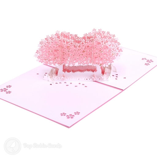 Pink Blossom Trees In Field 3D Pop-Up Card