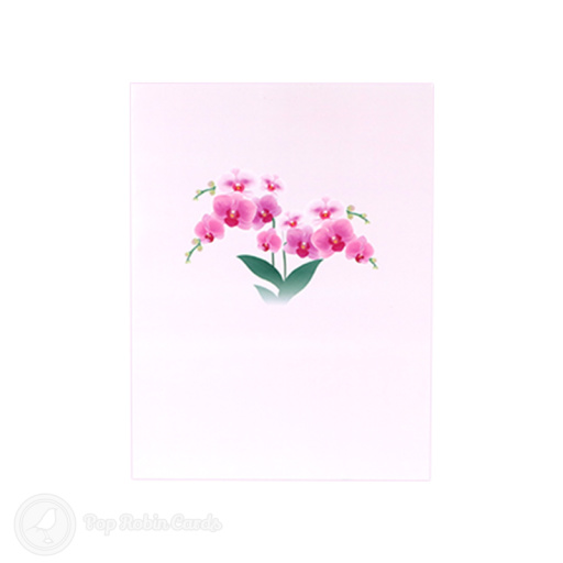 Pink Orchid Flowers Handmade 3D Greeting Card