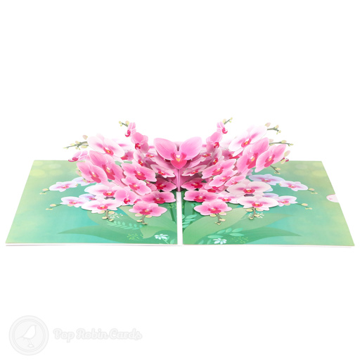 Pink Orchid Flowers Handmade 3D Greeting Card