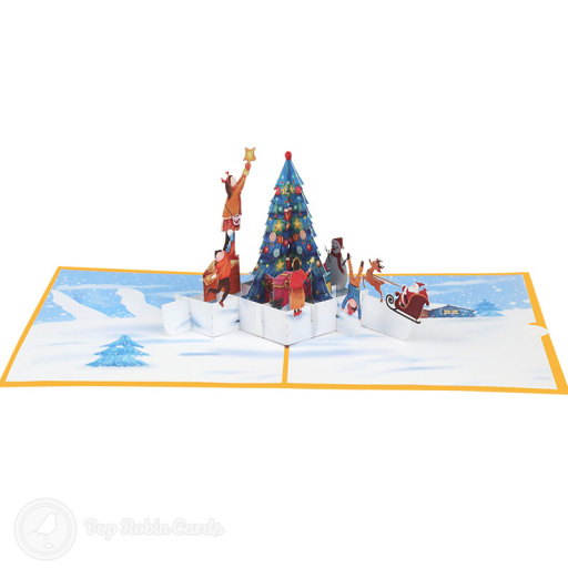Placing Star On Christmas Tree 3D Pop Up Card