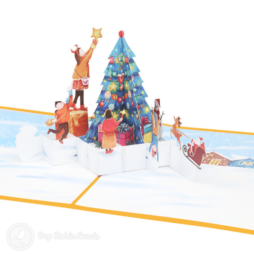 Placing Star On Christmas Tree 3D Pop Up Card