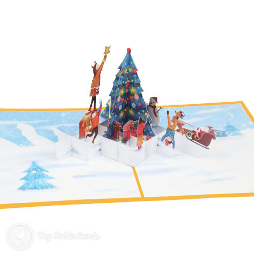 Placing Star On Christmas Tree 3D Pop Up Card