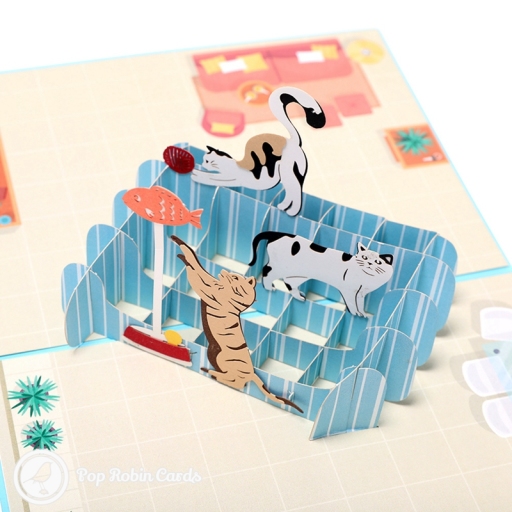 Playful Cats 3D Pop Up Handmade Card