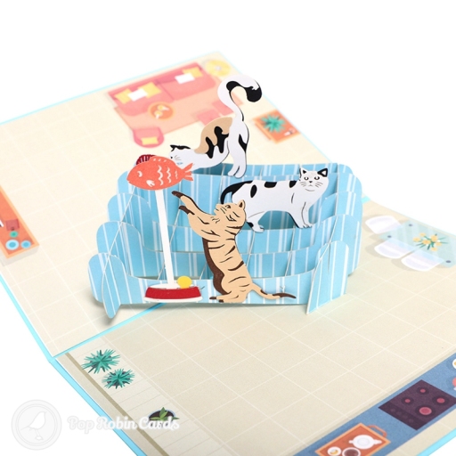 Playful Cats 3D Pop Up Handmade Card