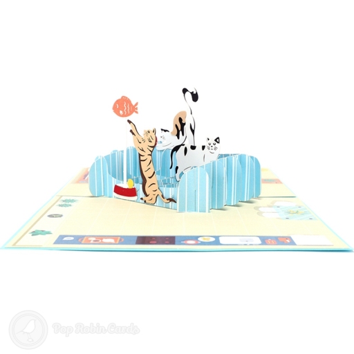 Playful Cats 3D Pop Up Handmade Card