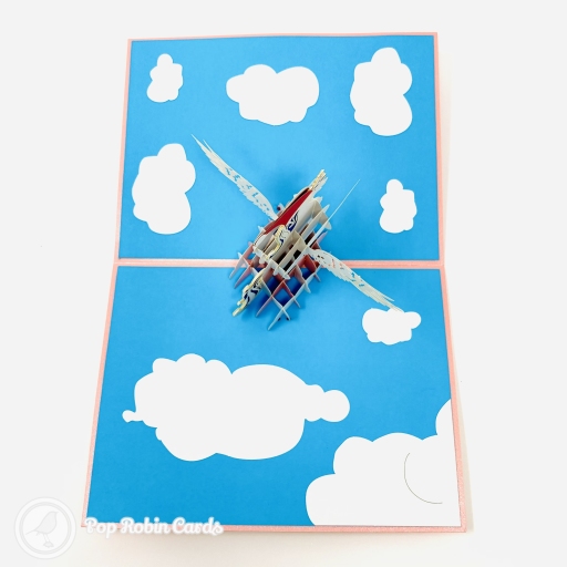Prancing Unicorn With Christmas Hat In Clouds Handmade 3D Pop Up Card