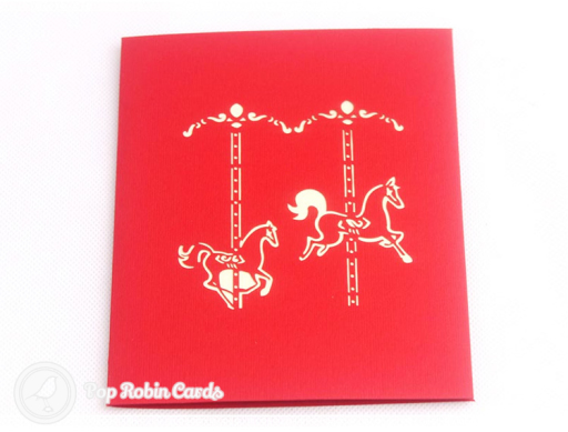 Pretty Carousel 3D Pop Up Handmade Card