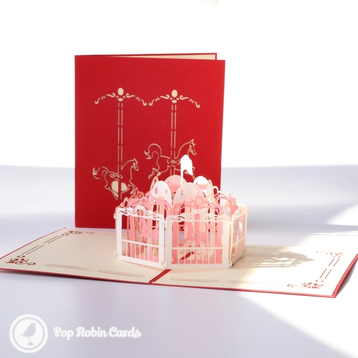 Pretty Merry-Go-Round 3D Pop Up Handmade Card