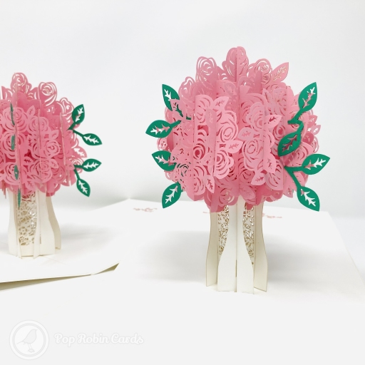 Pretty Pink Rose Bouquet 3D Handmade Pop Up Greetings Card