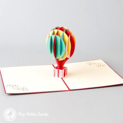 Rainbow Hot Air Balloon Handmade 3D Pop-Up Card