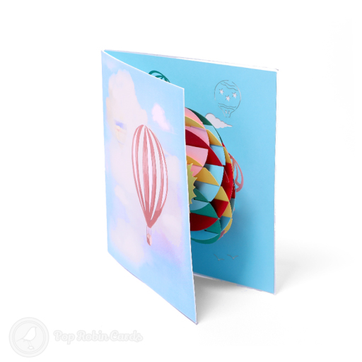Rainbow Hot Air Balloon Handmade 3D Pop-Up Card