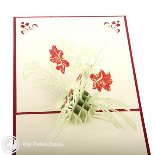 Red Daffodil Handmade 3D Pop-Up Card